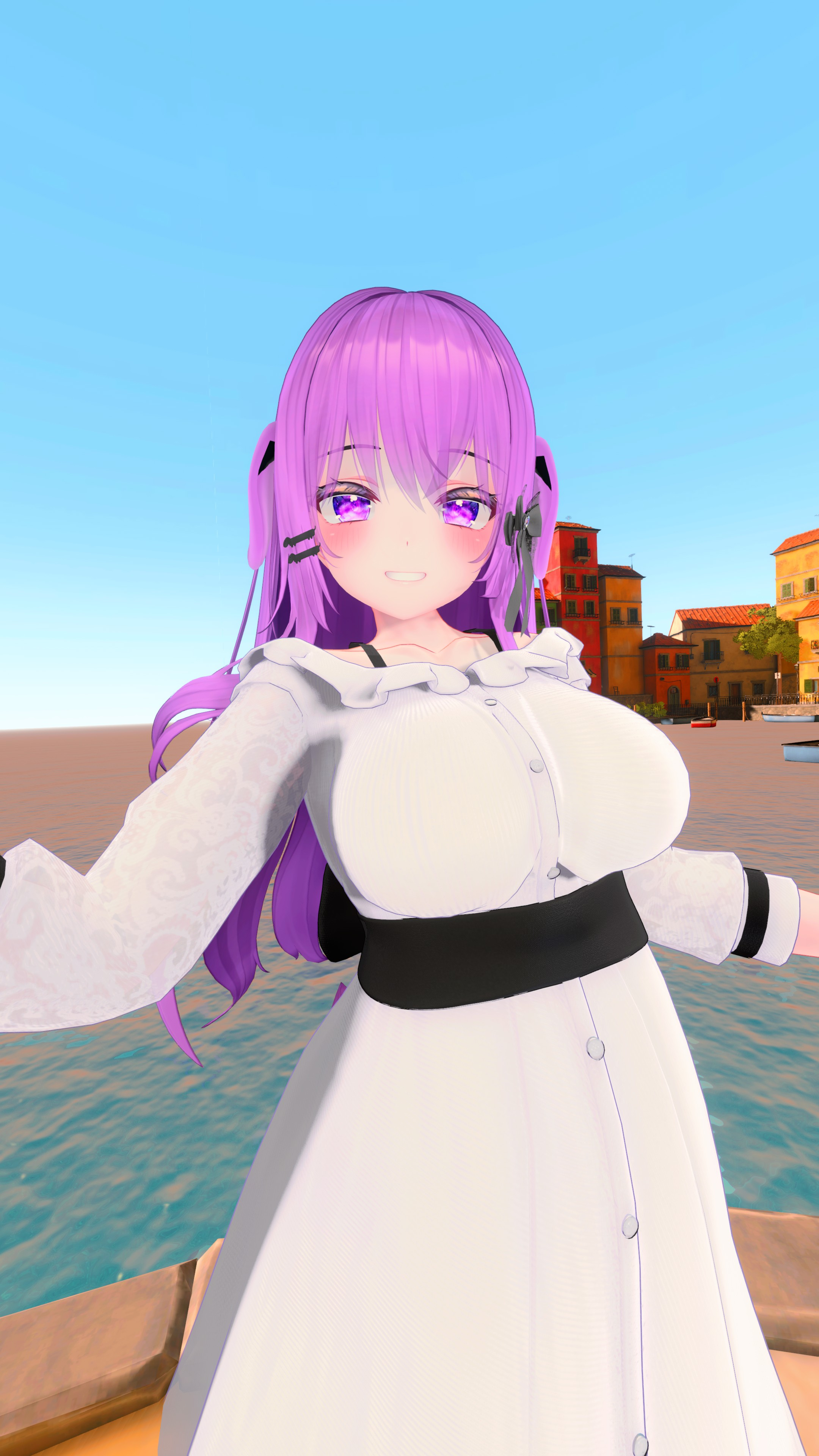 FOV補正前のVRChat写真（樽型歪みあり）